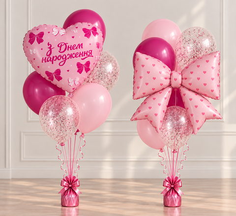 🎀 Фонтан з кульок &laquo;Pink Mood&raquo; pink-bow-sparkles фото